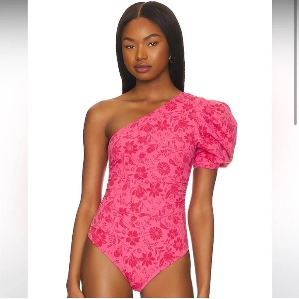 FREE PEOPLE Somethin' Bout You Bodysuit in Hot Pink Combo
